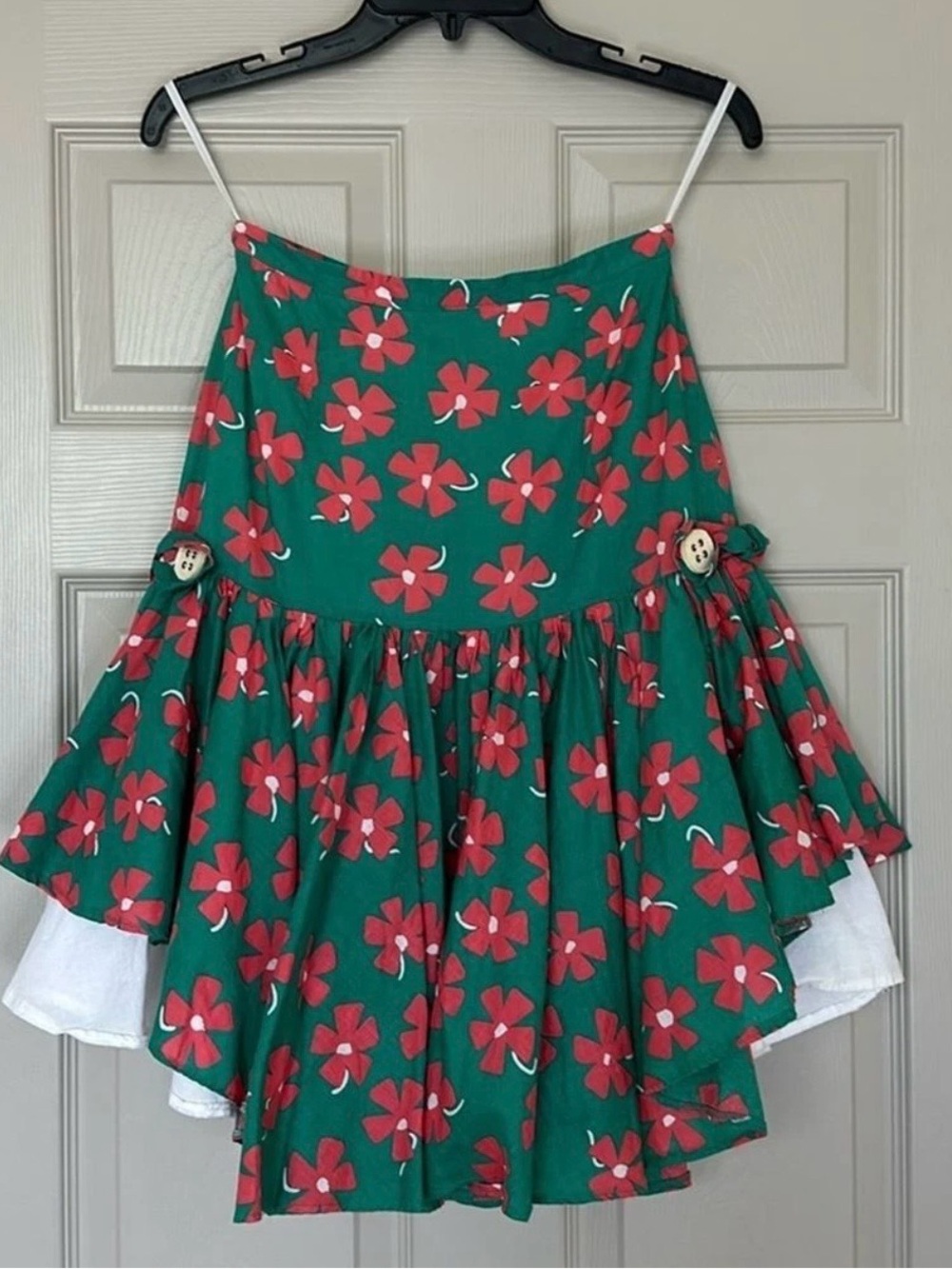 MANOUSH Women's Floral Cotton Pleated Lined Skirt Green Size S